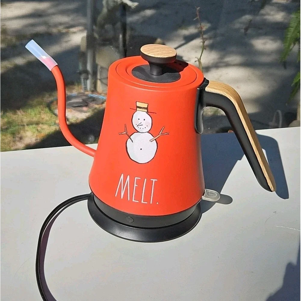 Rae Dunn Electric Kettle MELT Snowman Heat Water Hot‎ Cocoa Christmas Gooseneck